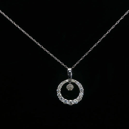 0.38ctw F/SI1 Dangle Pendant - 14KW - Natural Diamond - 64213-3