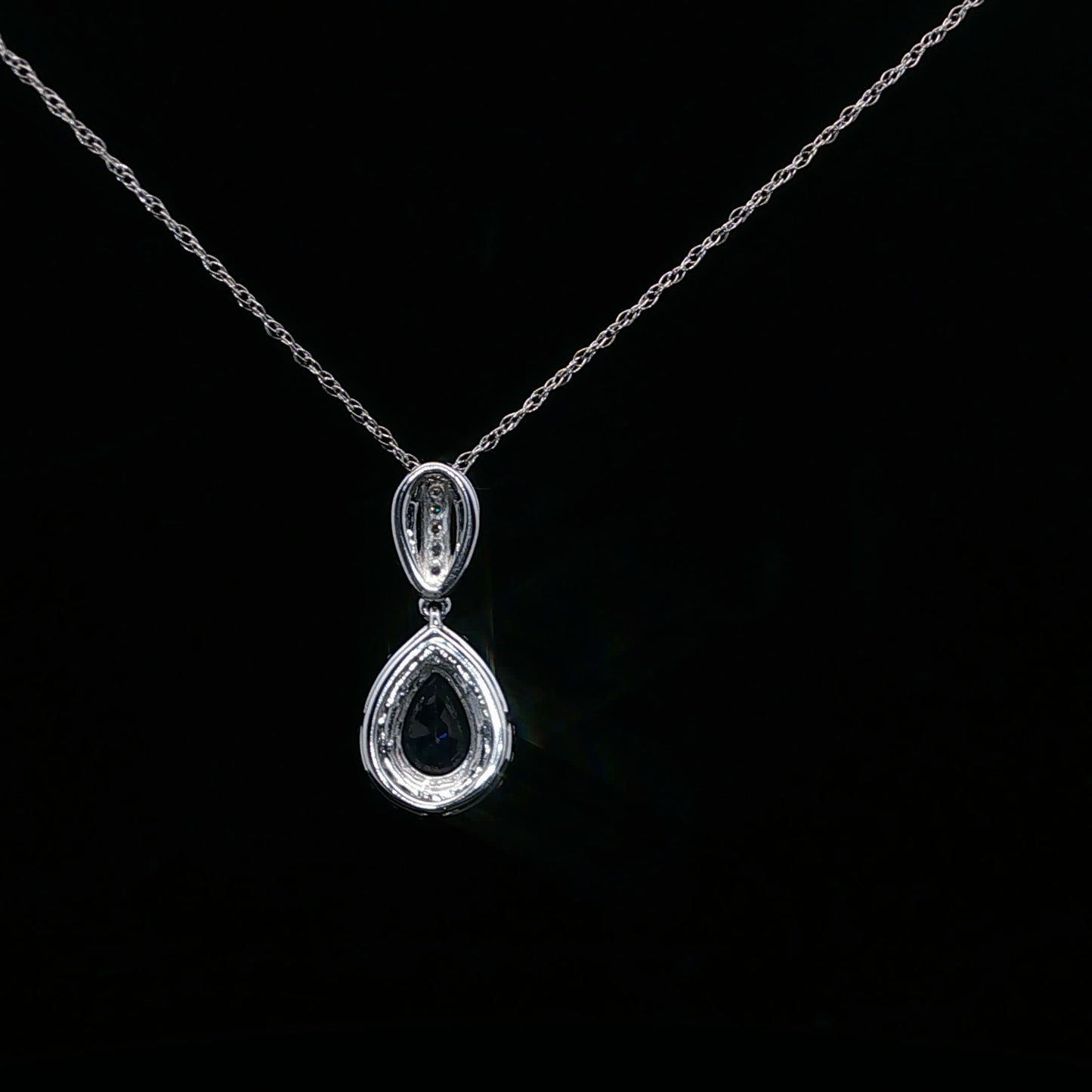 0.15ctw Dia 0.75ct Saph Pear Sapphire - 14KW - Natural Diamond - 64217