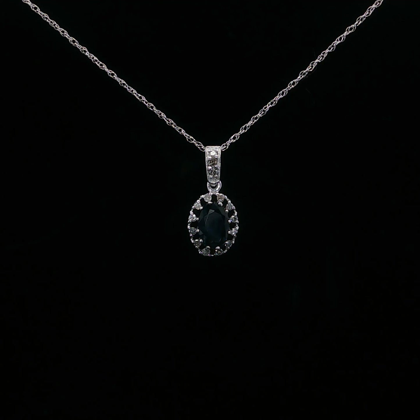 0.08ctw Dia 0.60ctw Saph Oval Halo - 10KW - Natural Diamond - 64219-2