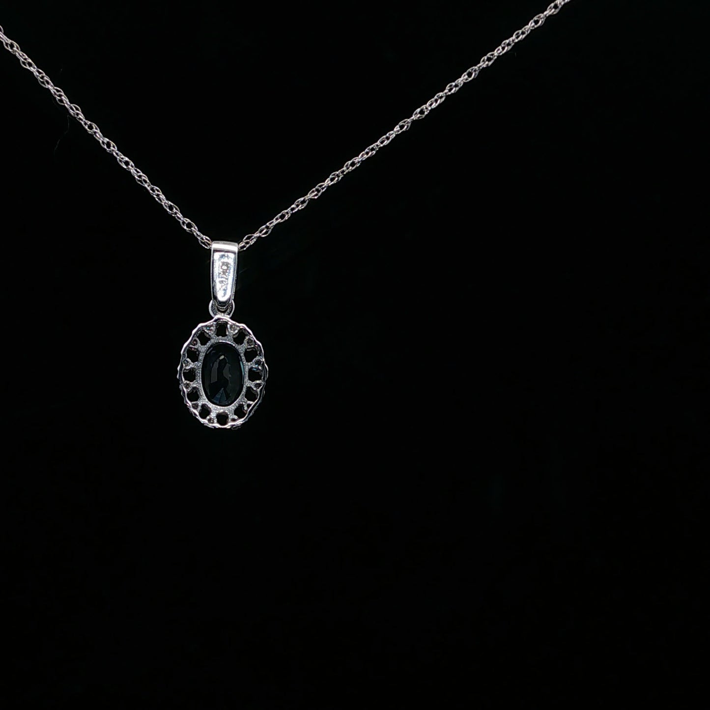 0.08ctw Dia 0.60ctw Saph Oval Halo - 10KW - Natural Diamond - 64219-1
