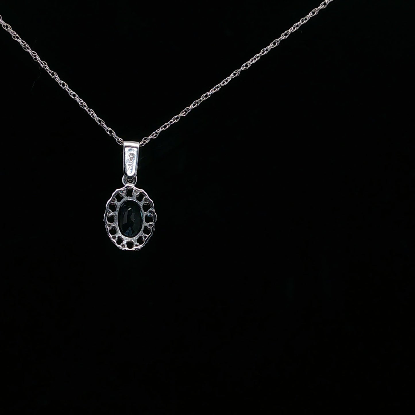 0.08ctw Dia 0.60ctw Saph Oval Halo - 10KW - Natural Diamond - 64219-2
