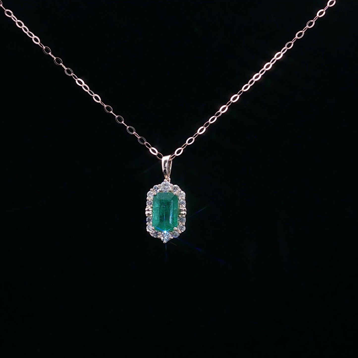 0.12ctw Dia 0.55ct Em Emerald Halo - 14KY - Natural Diamond - 64220-1