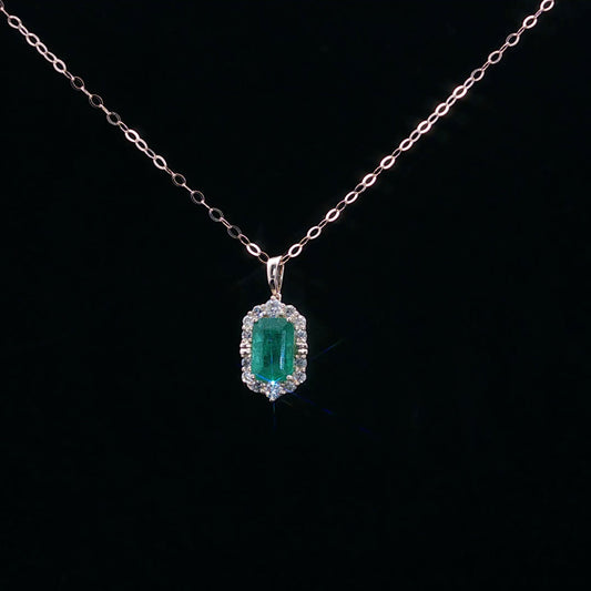 0.12ctw Dia 0.55ct Em Emerald Halo - 14K Yellow Gold - Natural Diamond - 64220-2