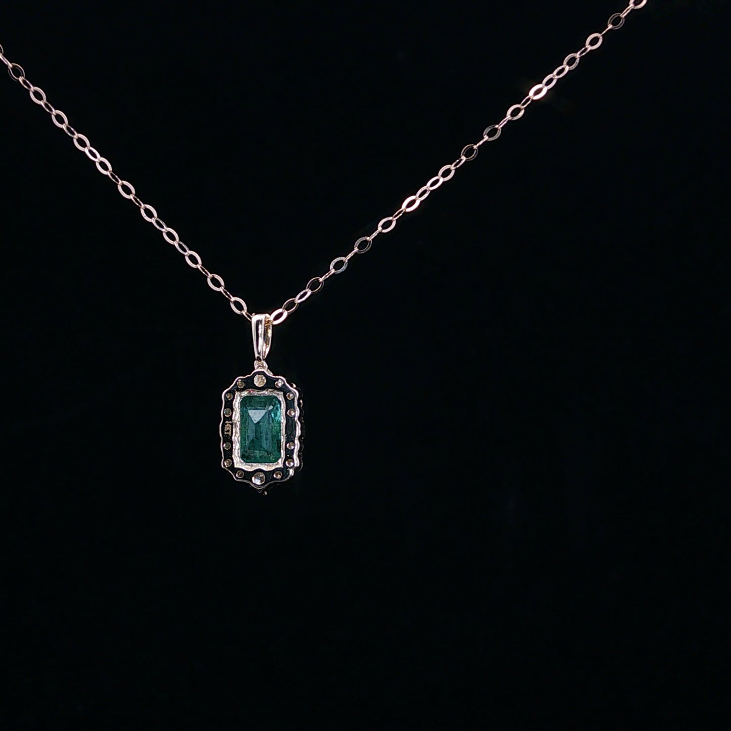 0.12ctw Dia 0.55ct Em Emerald Halo - 14KY - Natural Diamond - 64220-1