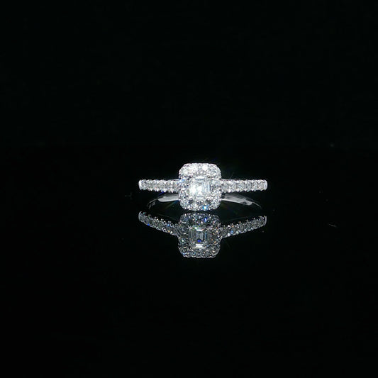 0.38ctw G/VS2 Emerald Halo - 10KW - Natural Diamond - 64096-7-4