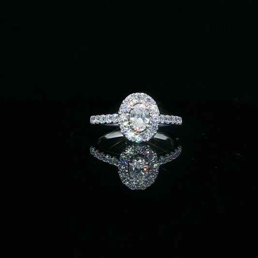 1.00ctw 0.45ct E/VS2 Oval Halo - 10KW - Lab Diamond - 64106-7