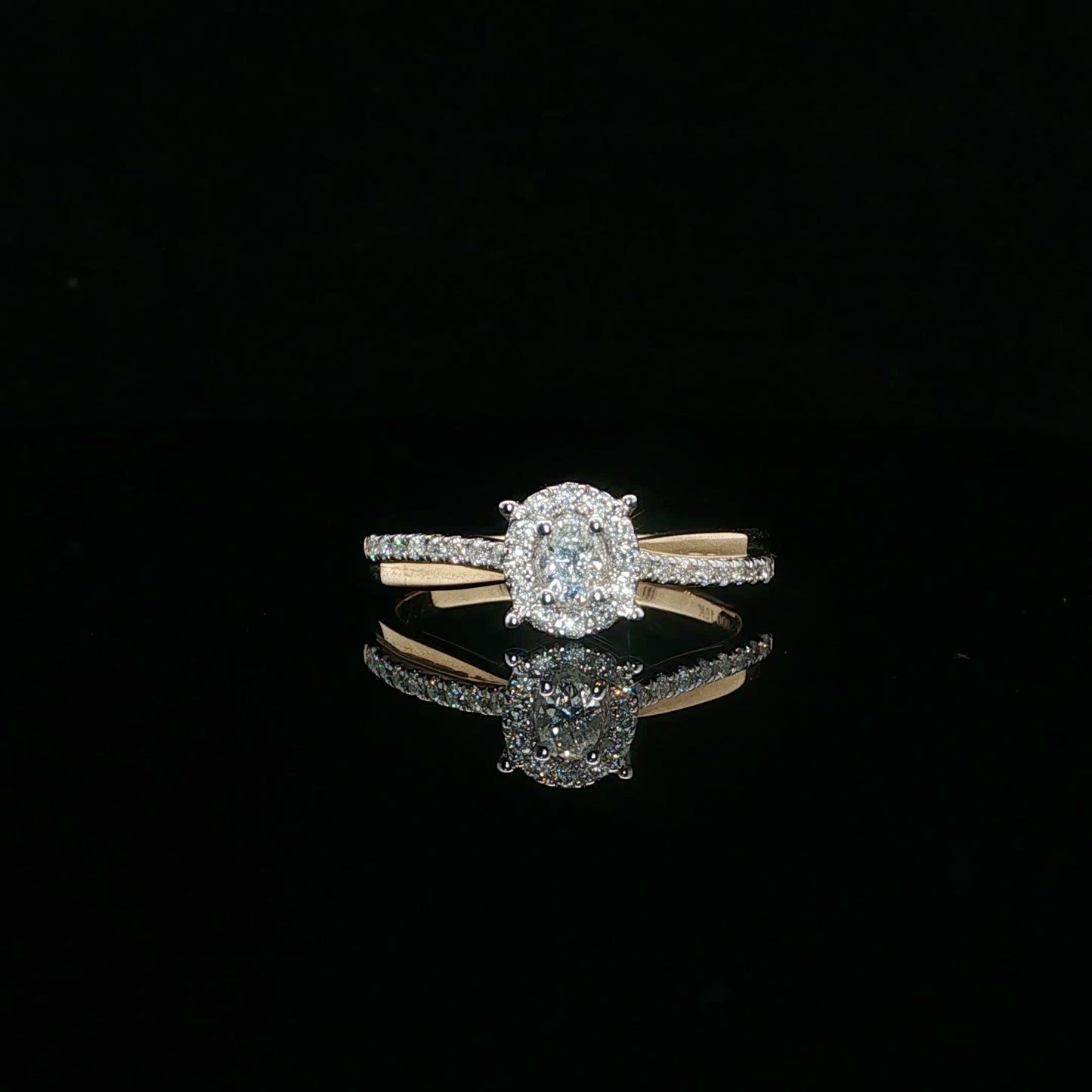 0.38ctw 0.17ct G/SI2 Oval Halo - 10K Yellow Gold - Natural Diamond - 64113-7-3