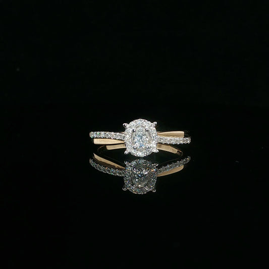 0.38ctw 0.17ct G/SI2 Oval Halo - 10K Yellow Gold - Natural Diamond - 64113-7-4