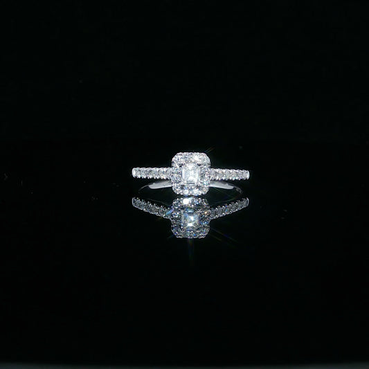 0.38ctw 0.17ct G/SI1 Emerald Halo Mini - 10KW - Natural Diamond - 64117-7