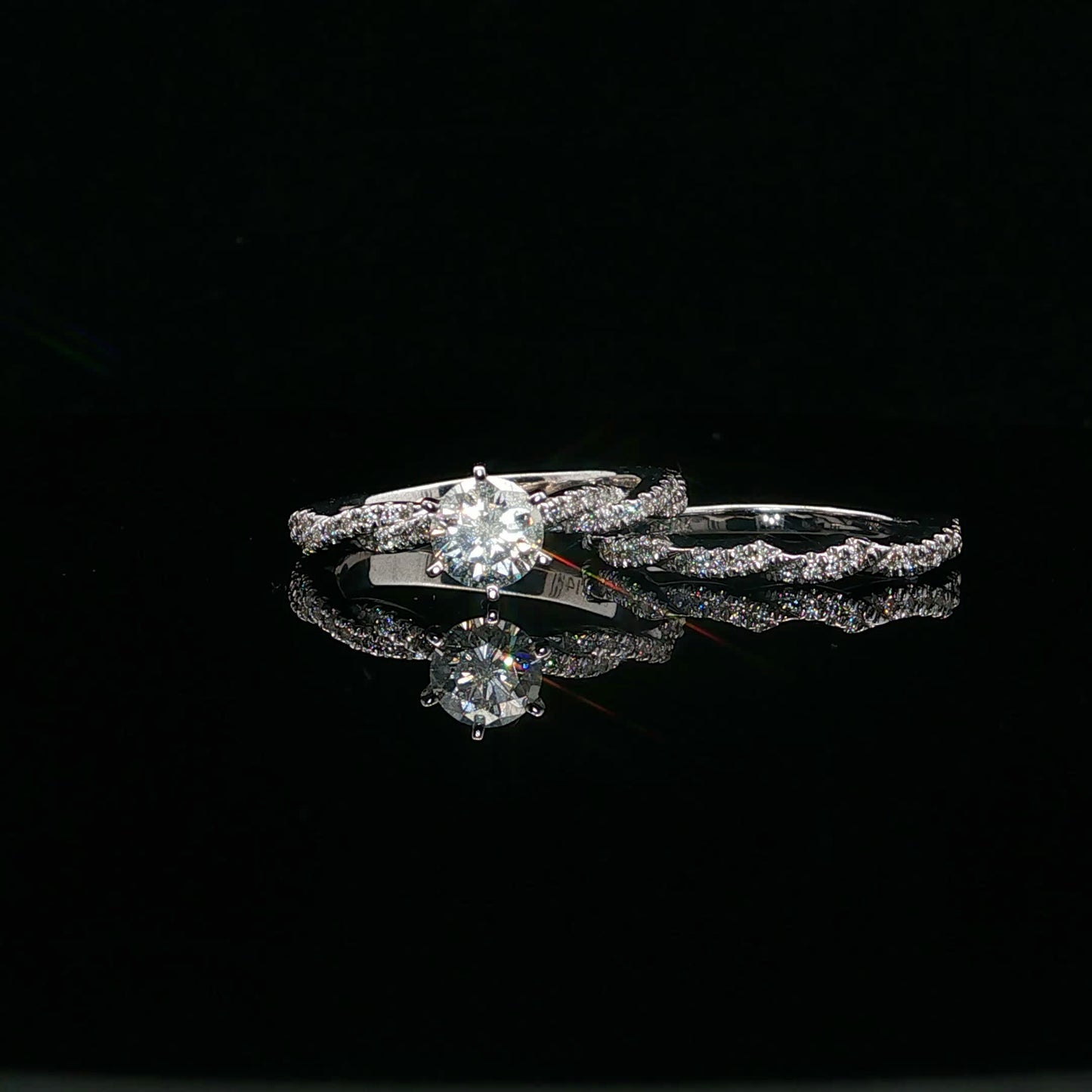 1.08ctw 0.72ct G/SI2 Twist Bridal Set - 14KW - Natural Diamond - 64118-6