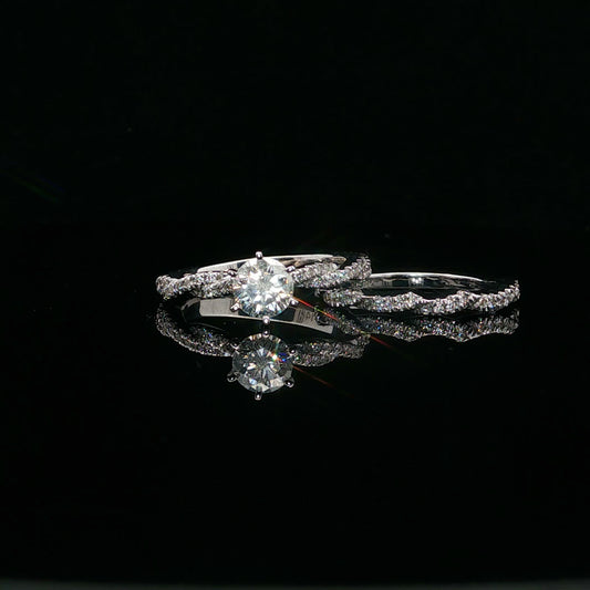 1.08ctw 0.72ct G/SI2 Twist Bridal Set - 14KW - Natural Diamond - 64118-6