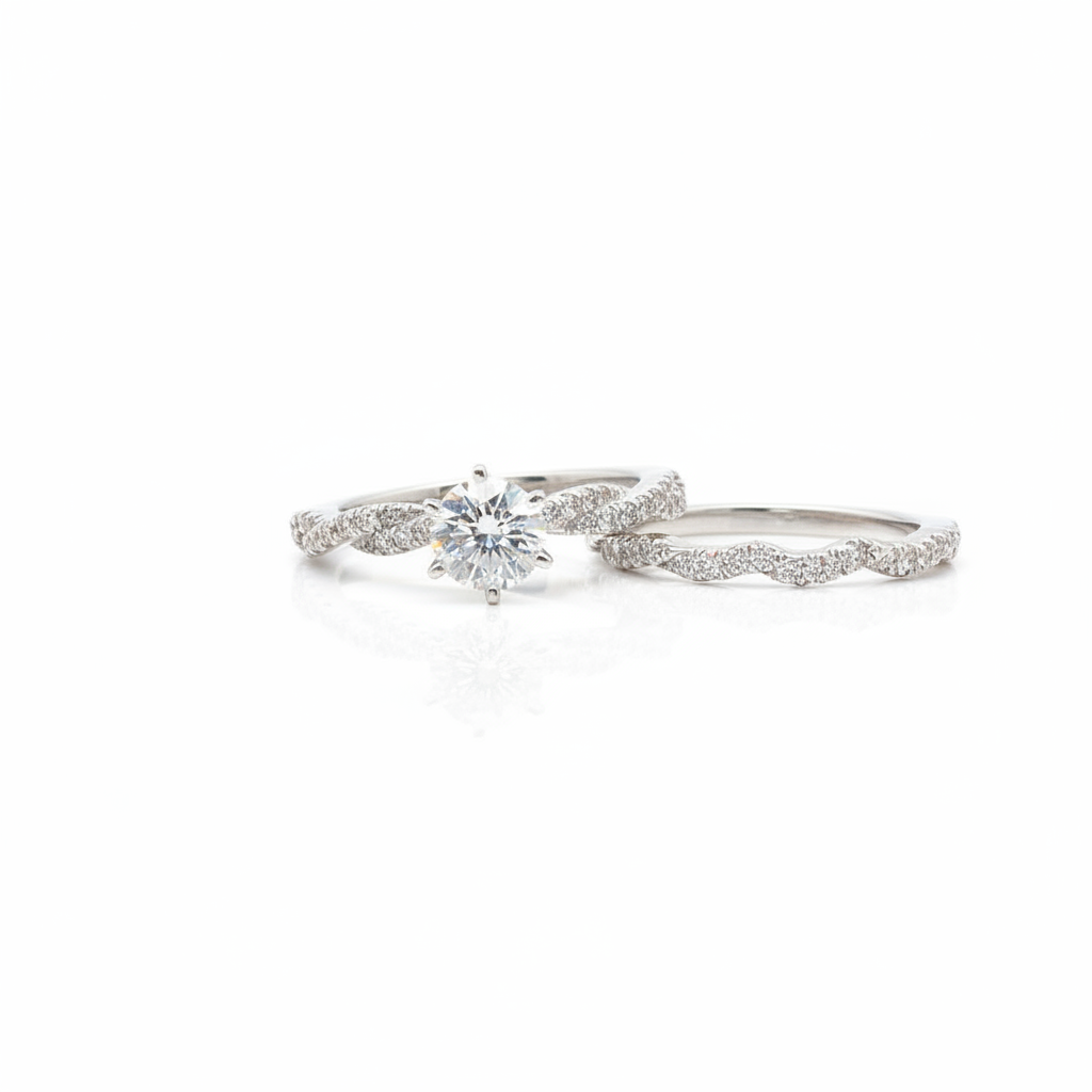 1.08ctw 0.72ct G/SI2 Twist Bridal Set - 14KW - Natural Diamond - 64118-6