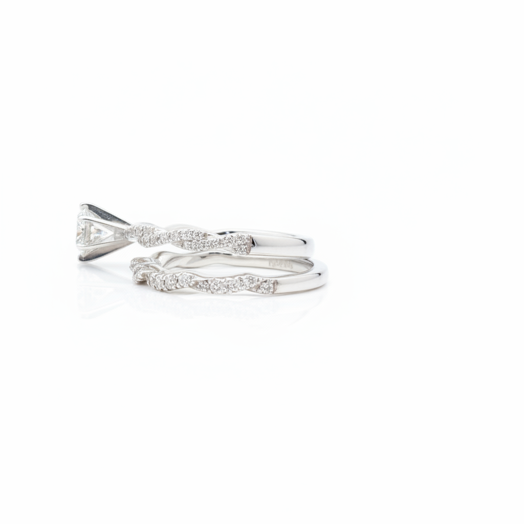 1.08ctw 0.72ct G/SI2 Twist Bridal Set - 14KW - Natural Diamond - 64118-6