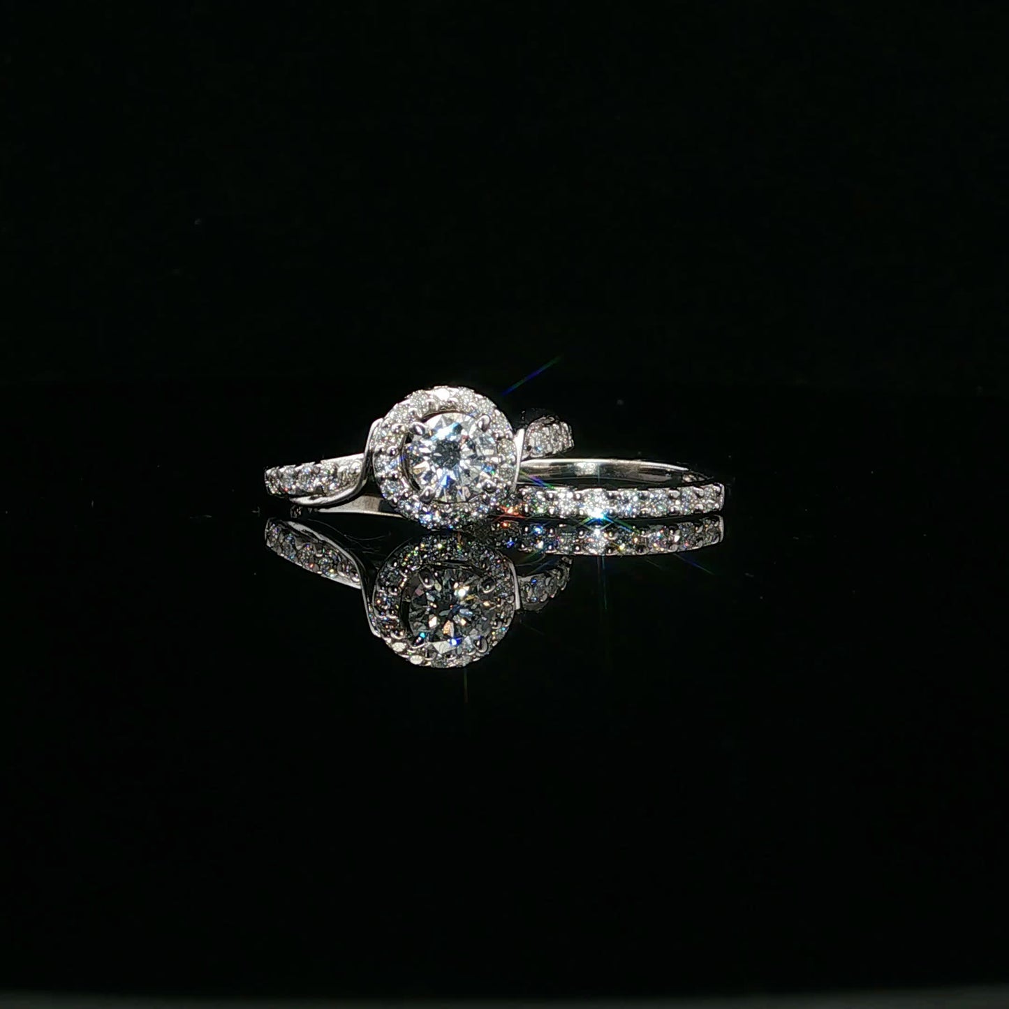 1.00ctw 0.50ct G/SI2 Halo Bridal Set - 14KW - Natural Diamond - 64119-5