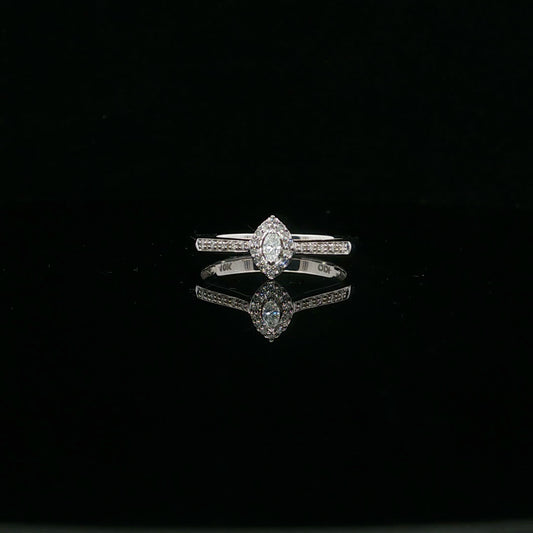 0.12ctw 0.05ct G/I1 Marquise Halo Promise - 10KW - Natural Diamond - 64121-7