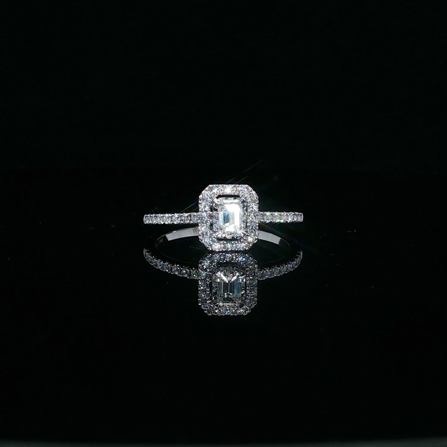 0.50ctw 0.25ct G/SI1 Emerald Halo - 14KW - Natural Diamond - 64122-7-3