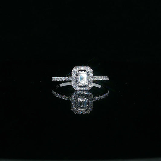 0.50 carat total weight 0.25 carat G/SI1 Emerald Halo - 14K White Gold - Natural Diamond - 64122-7-3