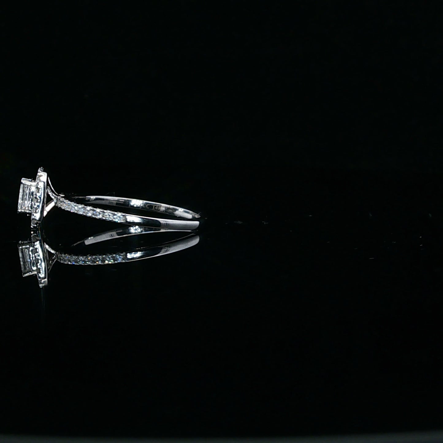 0.50ctw 0.25ct G/SI1 Emerald Halo - 14KW - Natural Diamond - 64122-7-4