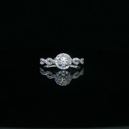 0.38ctw 0.16ct F/SI1 Twist Halo - 14KW - Natural Diamond - 64123-7-8