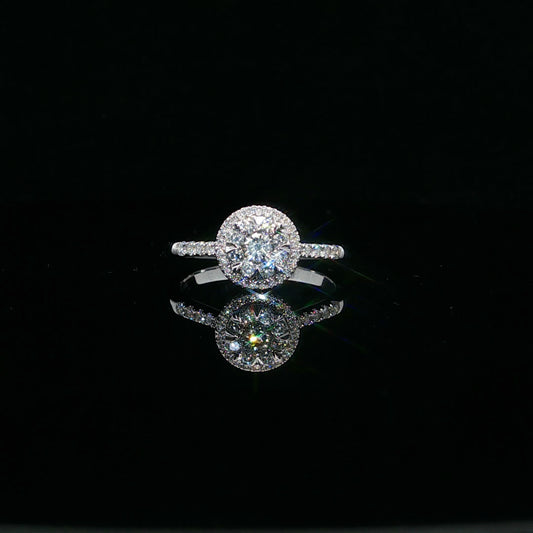 0.50ctw 0.1ct F/SI1 Round Halo - 14KW - Natural Diamond - 64124-7