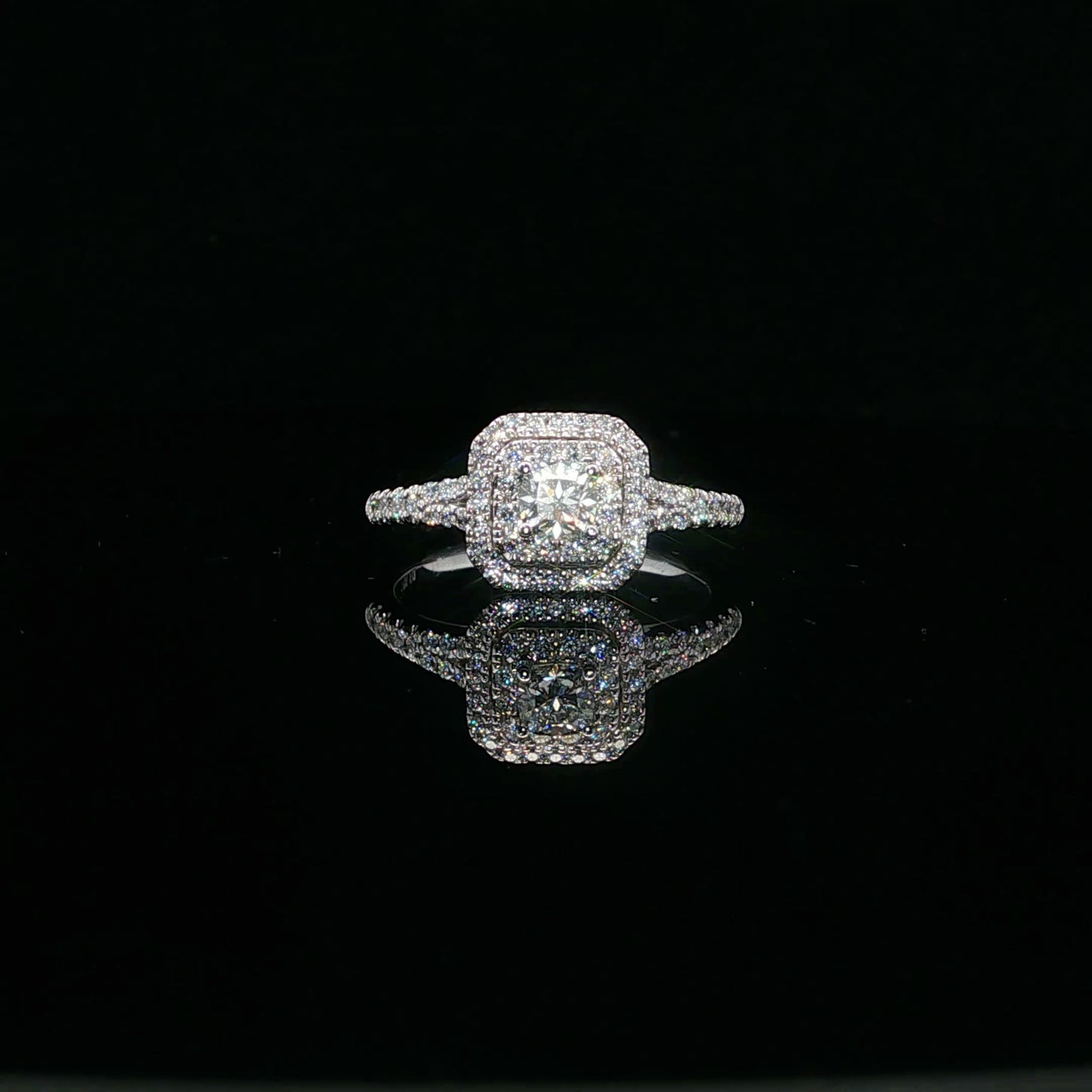0.63ctw 0.25ct F/SI1 Double Square Halo - 14KW - Natural Diamond - 64125-7-3