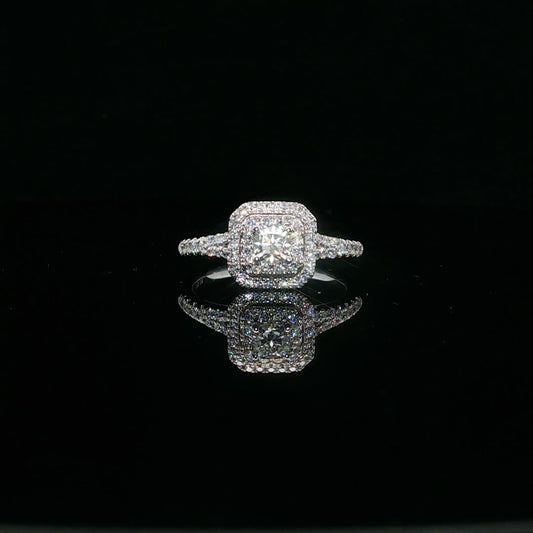0.63ctw 0.25ct F/SI1 Double Square Halo - 14KW - Natural Diamond - 64125-7-4