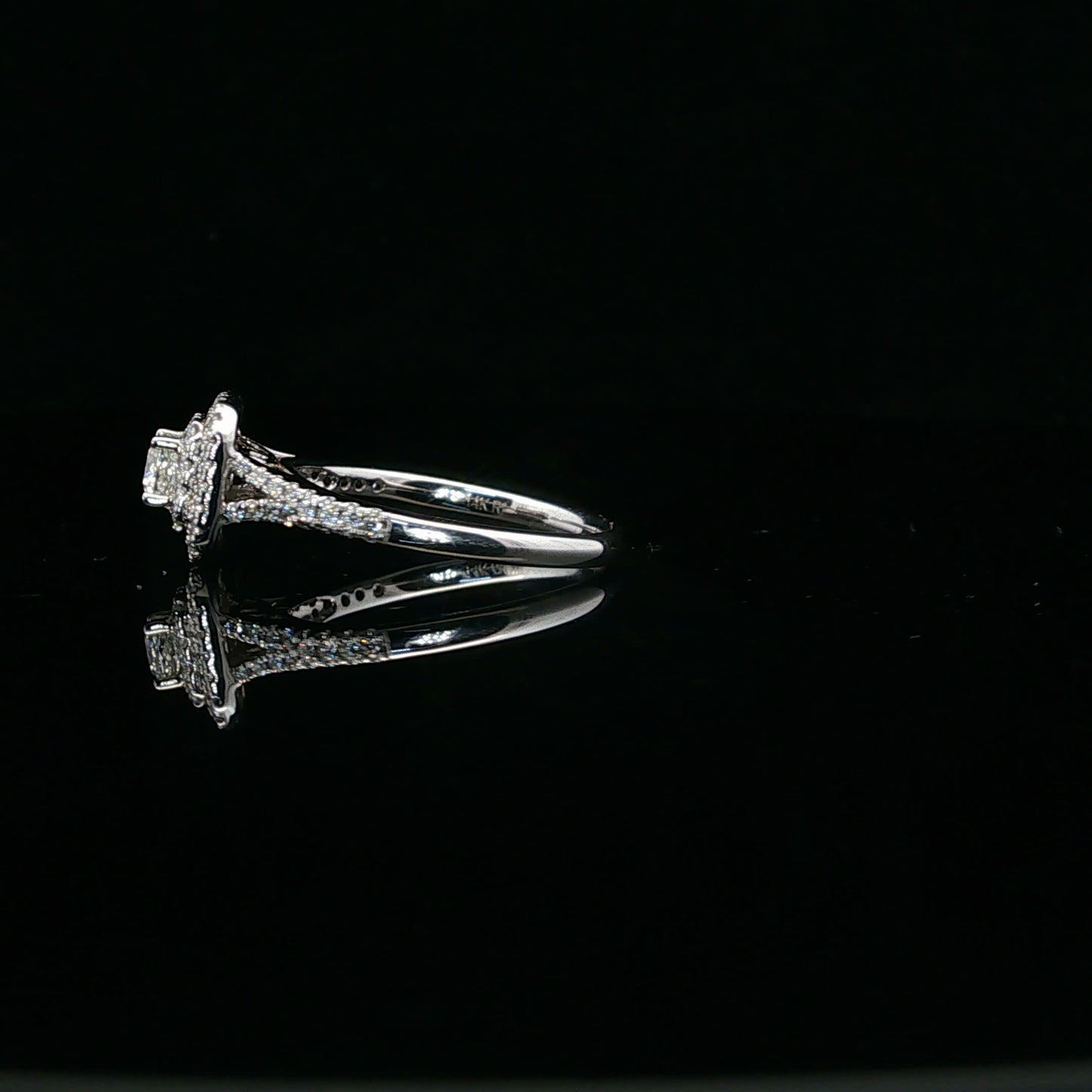 0.63ctw 0.25ct F/SI1 Double Square Halo - 14KW - Natural Diamond - 64125-7-3
