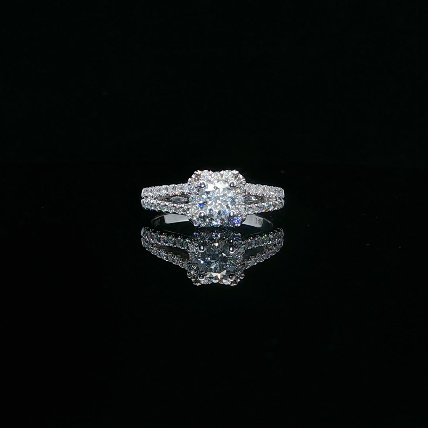 1.00ctw 0.50ct F/SI1 Double Band Halo - 14KW - Natural Diamond - 64133-7