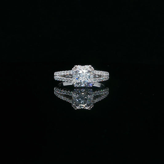 1.00ctw 0.50ct F/SI1 Double Band Halo - 14KW - Natural Diamond - 64133-7
