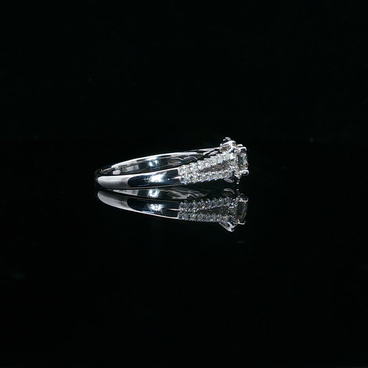 1.00ctw 0.50ct F/SI1 Double Band Halo - 14KW - Natural Diamond - 64133-7