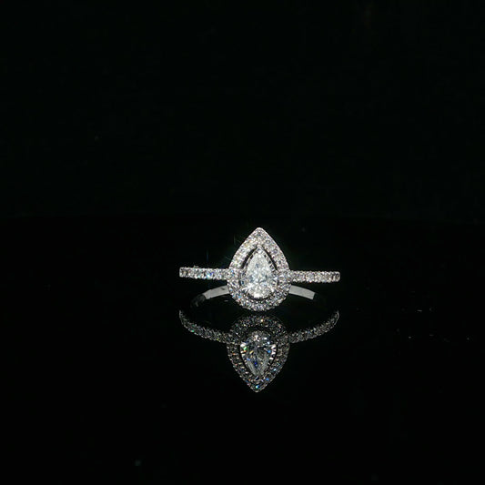 0.50ctw 0.25ct G/SI2 Pear Halo - 14KW - Natural Diamond - 64135-7-3