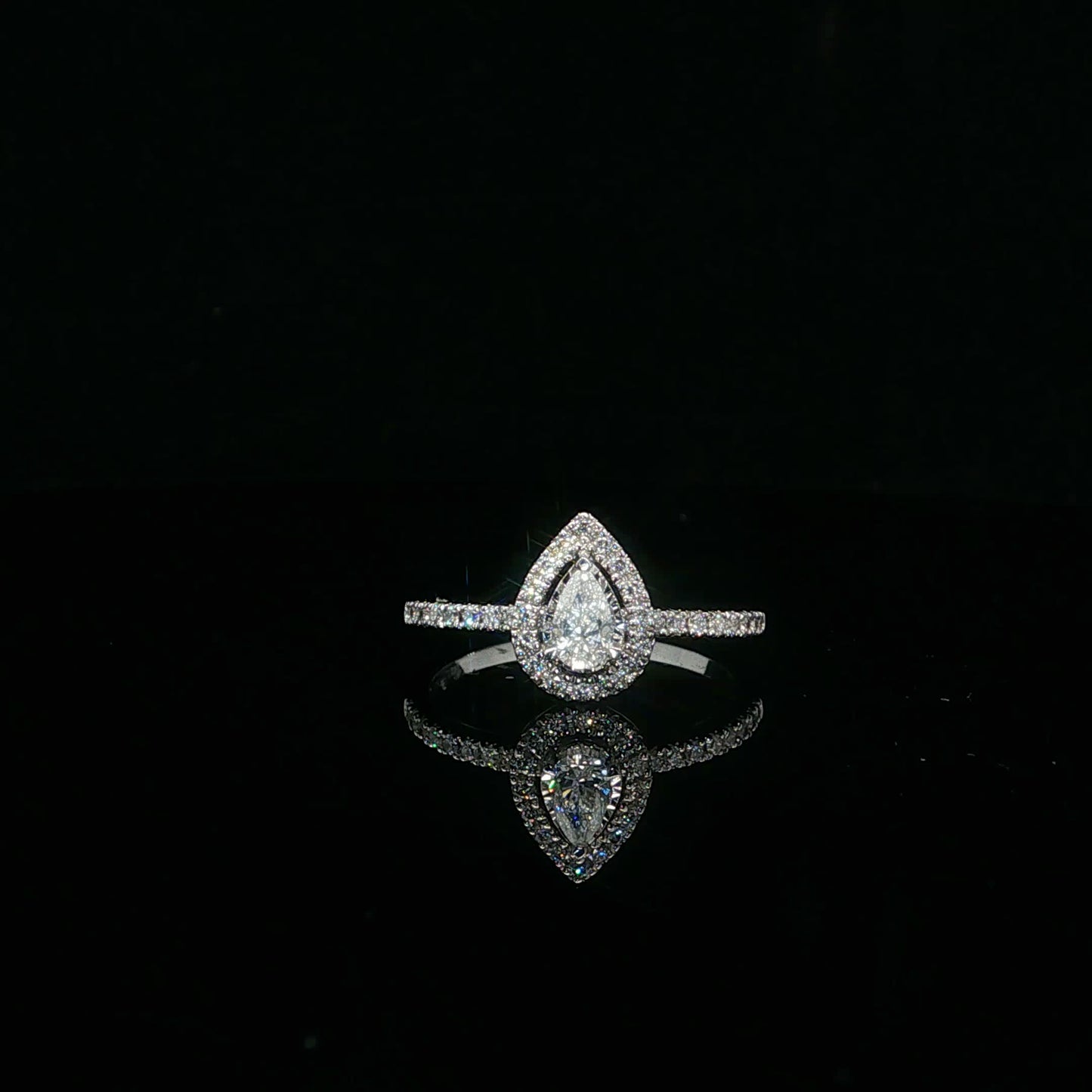 0.50ctw 0.25ct G/SI2 Pear Halo - 14KW - Natural Diamond - 64135-7-4