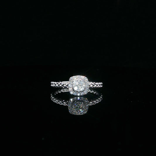 0.25ctw F/SI1 Cushion Cluster Halo - 14KW - Natural Diamond - 64136-7