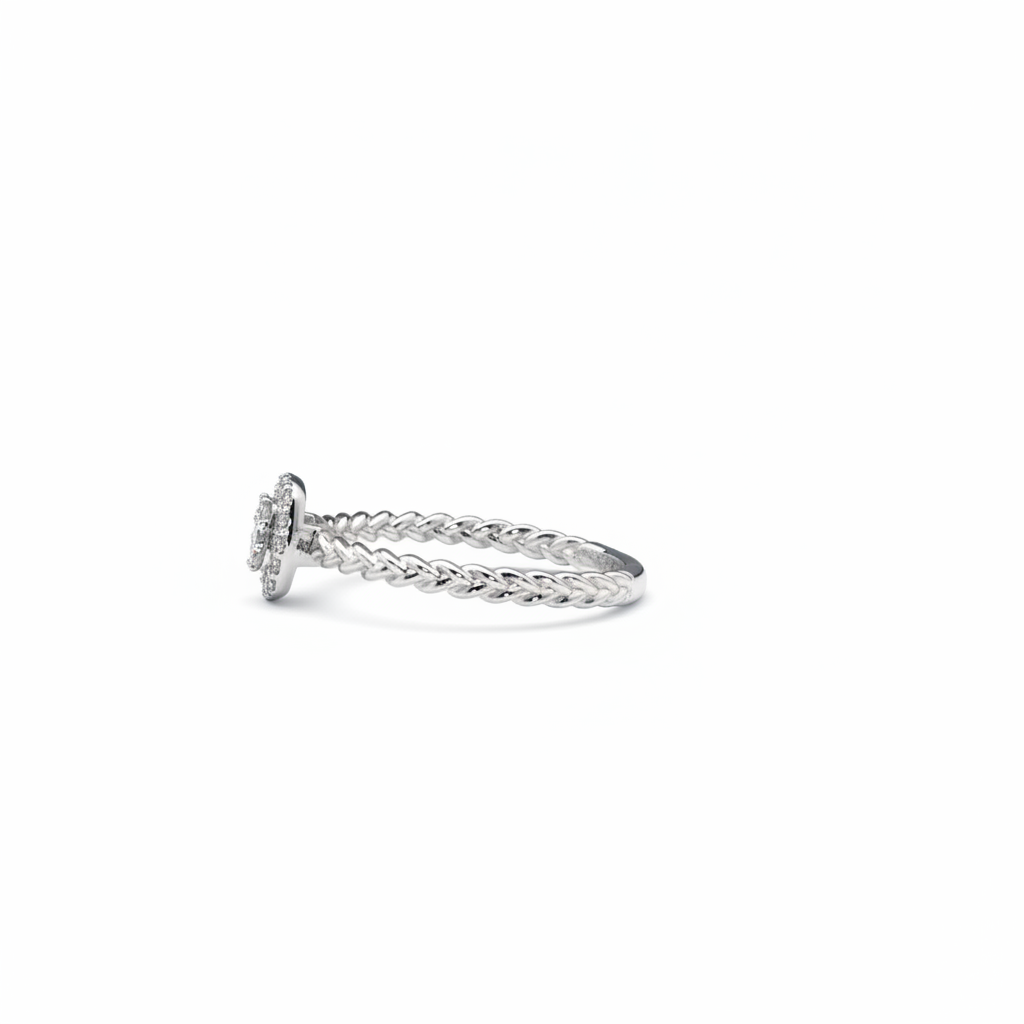 0.25ctw F/SI1 Cushion Cluster Halo - 14KW - Natural Diamond - 64136-7