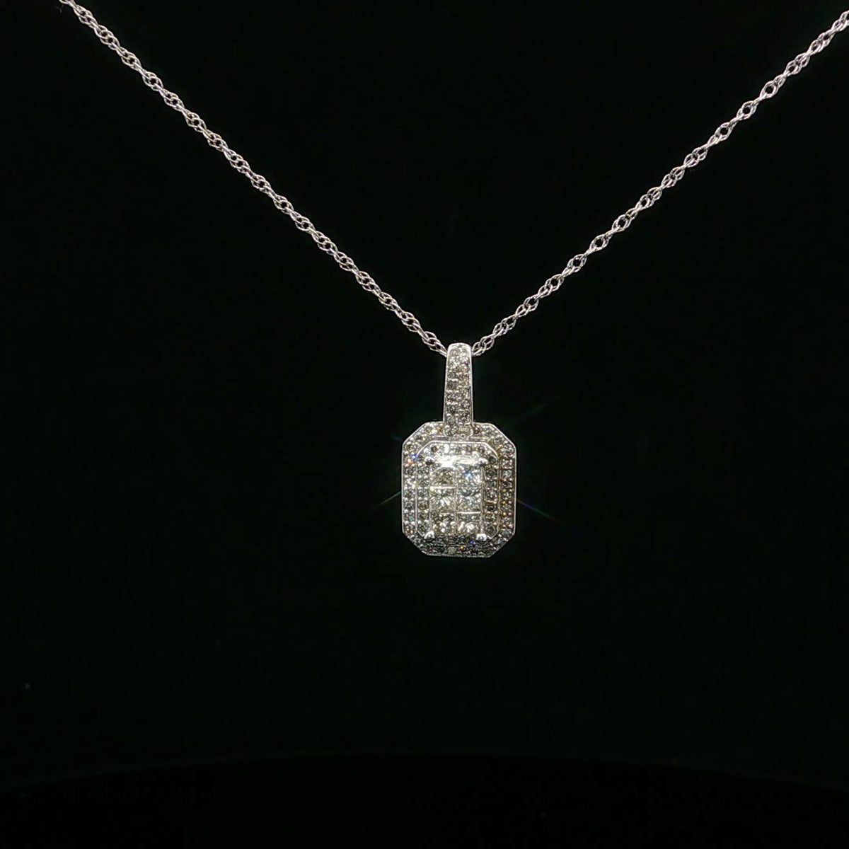 0.50ctw G/SI2 Princess Emerald Halo - 14KW - Natural Diamond - 64142