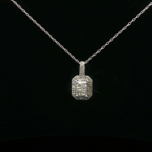 0.50ctw G/SI2 Princess Emerald Halo - 14KW - Natural Diamond - 64142
