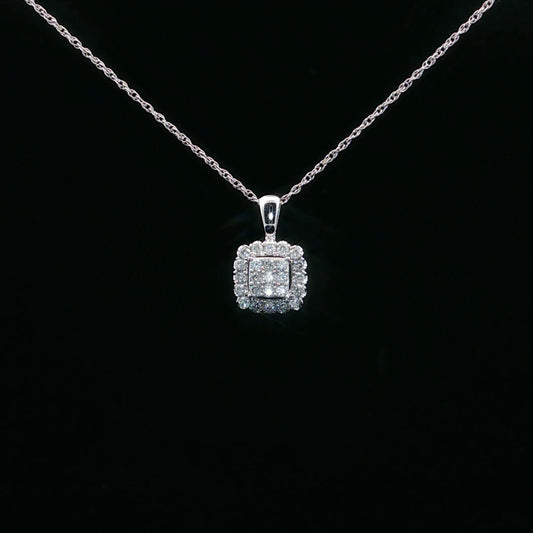 0.30ctw G/SI2 Square Cluster Halo - 14KW - Natural Diamond - 64149-3
