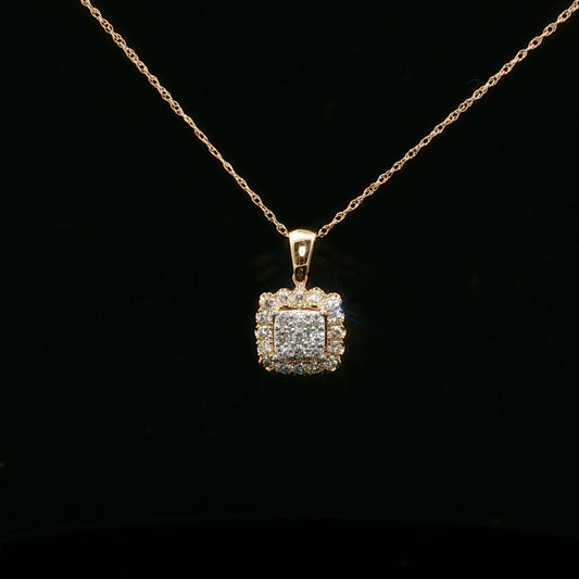0.30ctw G/SI2 Square Cluster Halo - 14KY - Natural Diamond - 64159
