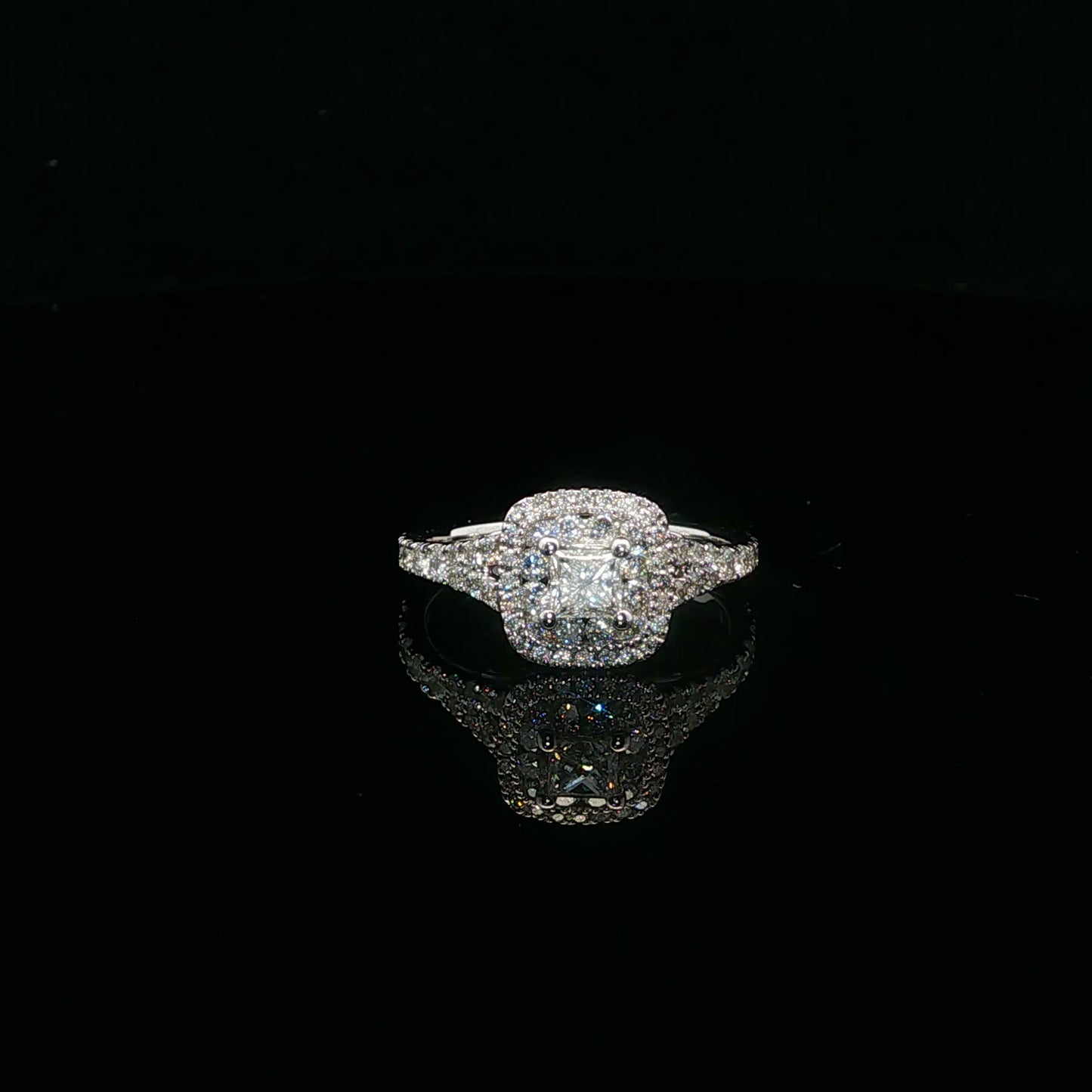 1.00ctw 0.20ct F/SI1 Princess Halo - 14KW - Natural Diamond - 64163-7