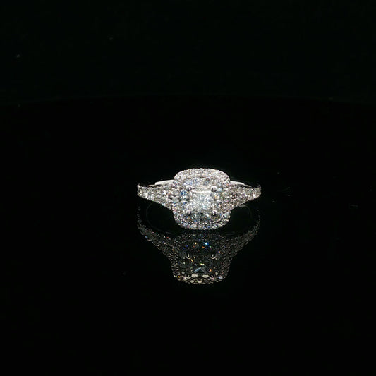 1.00ctw 0.20ct F/SI1 Princess Halo - 14KW - Natural Diamond - 64163-7