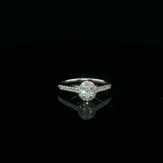 0.38ctw 0.18ct F/SI2 Oval Halo - 10KW - Natural Diamond - 64165-7