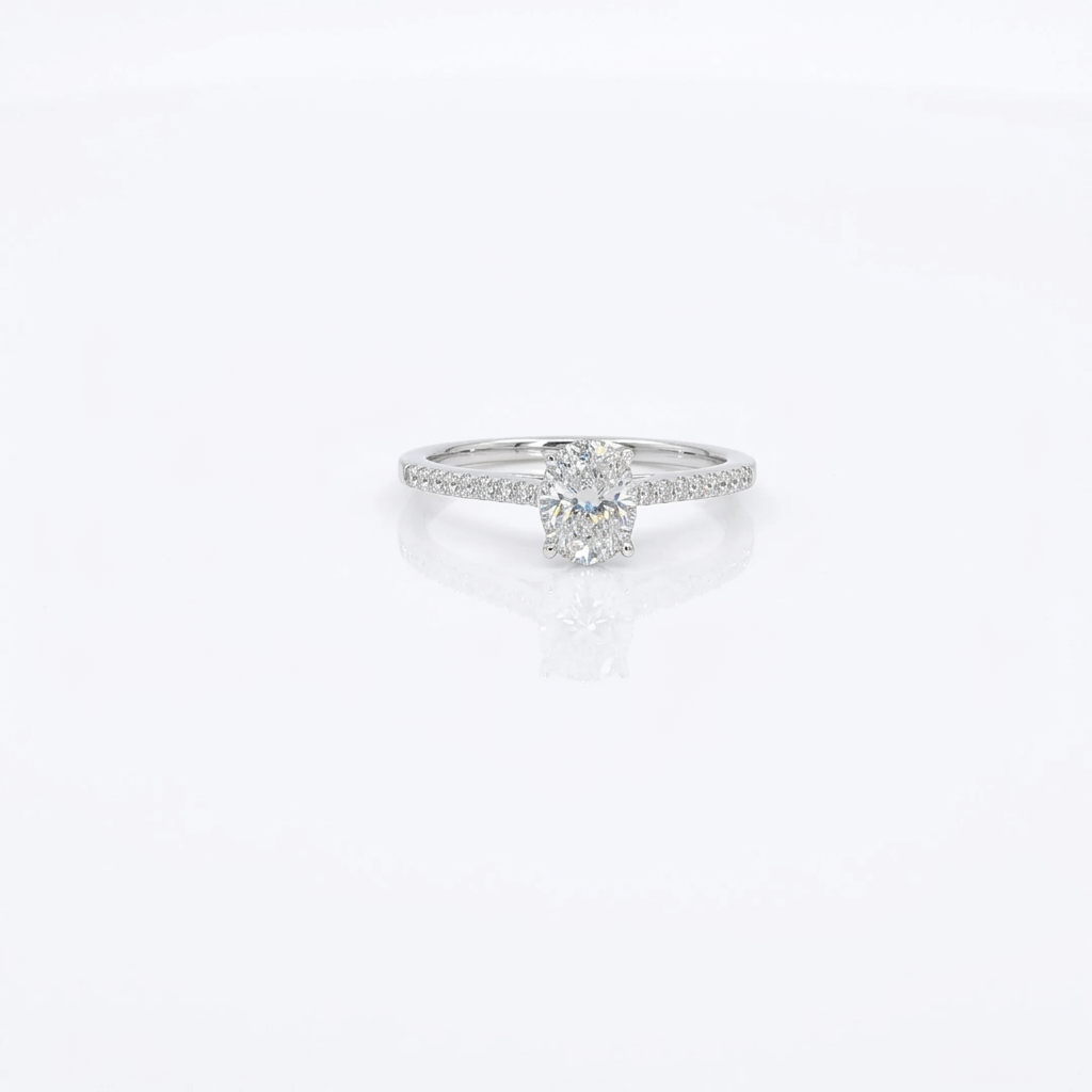 0.50ctw 0.20ct G/SI2 Oval Halo - 14KW - Natural Diamond - 64129-7-3