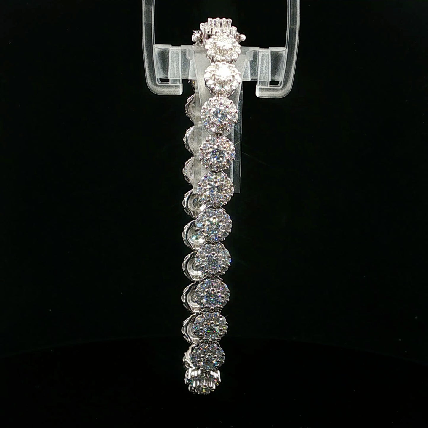 12.28ctw D/VVS2 Halo Bracelet 20cm - 925S - Moissanite - 64270-1