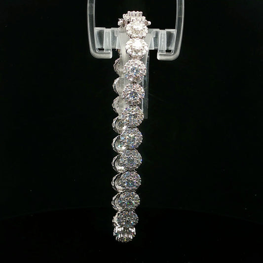 12.28ctw D/VVS2 Halo Bracelet 20cm - 925S - Moissanite - 64270-1