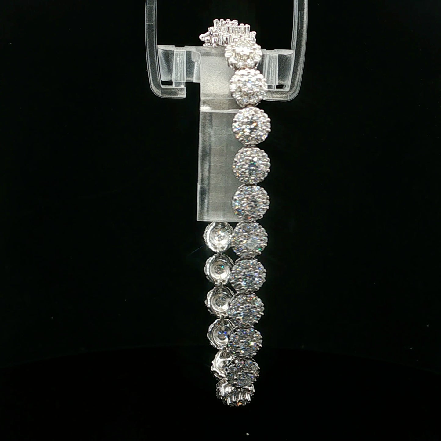 12.28ctw D/VVS2 Halo Bracelet 20cm - 925S - Moissanite - 64270-1