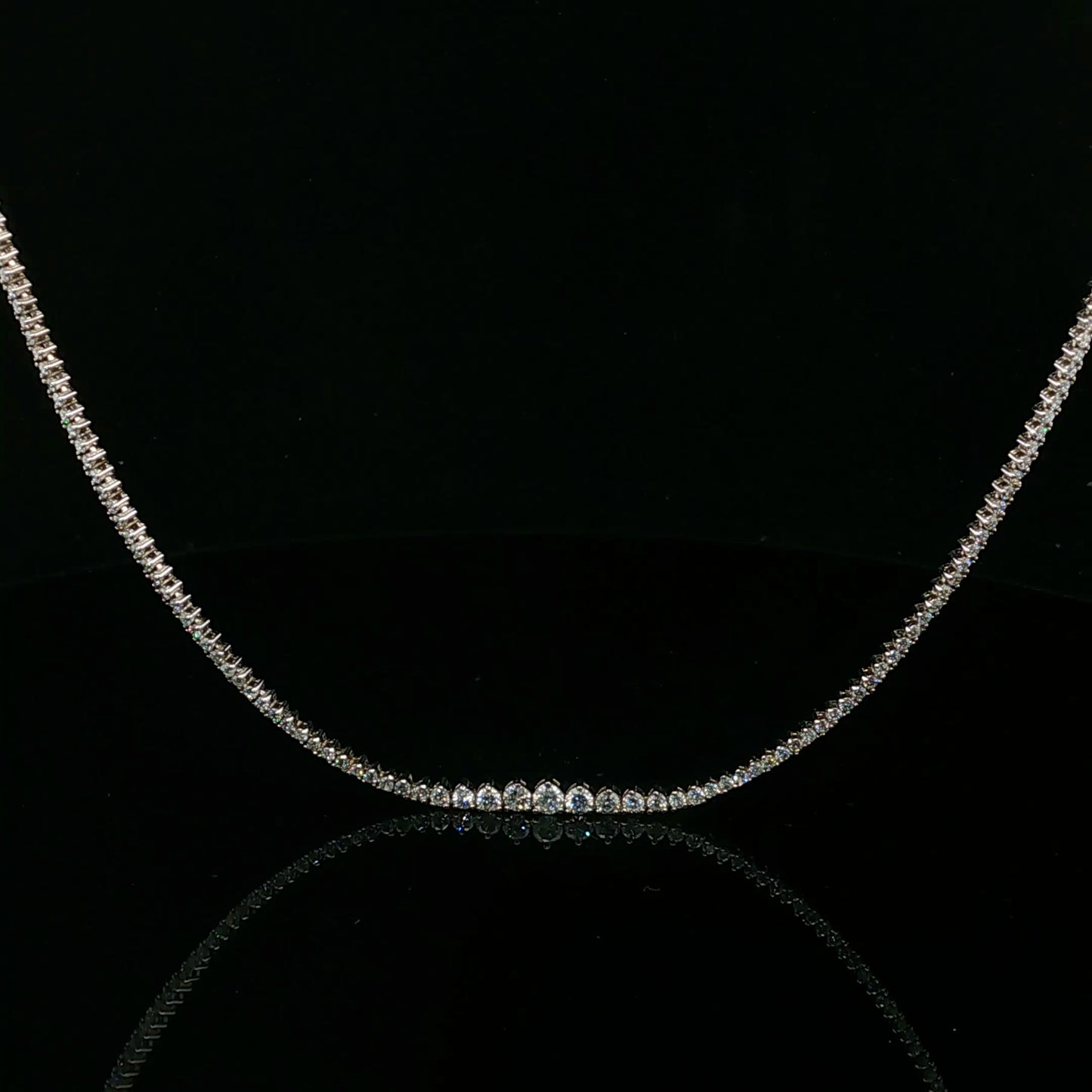 3.08ctw G/SI2 Graduated Tennis Necklace - 14KW - Natural Diamond - 64255-1