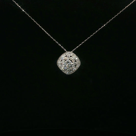 0.76ctw 0.30ct G/VS2 Square Flower Halo - PT1000 - Natural Diamond - 64225