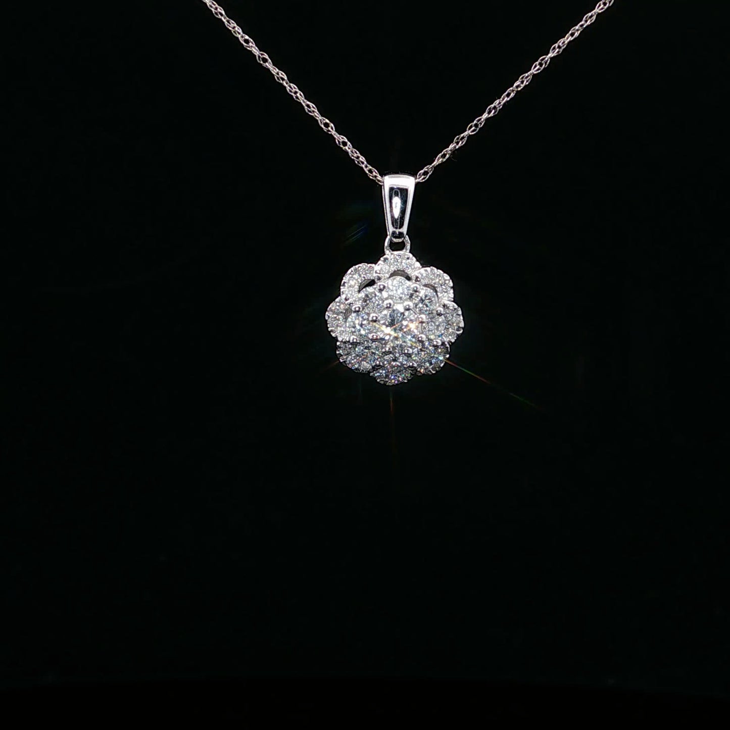 0.50ctw 0.40ct F/SI1 Flower Double Halo - 14KW - Natural Diamond - 64229