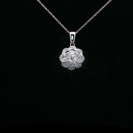 0.50 carat total weight 0.40 carat F/SI1 Flower Double Halo - 14K White Gold - Natural Diamond - 64229