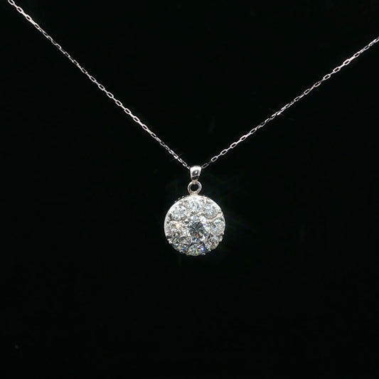 1.06ctw 0.44ct F/VS2 Halo Pendant - PT900 - Natural Diamond - 64241
